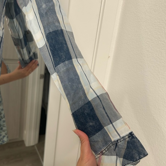 Kut from the Kloth Blue and White Plaid Button-Down Shirt - Picture 12 of 16